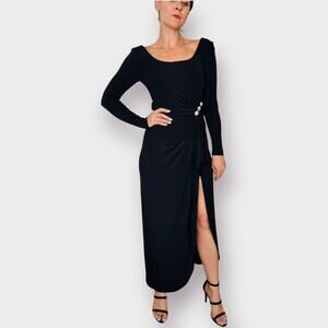 90s Carabella Black Long‎ Sleeve Dress with Jewels